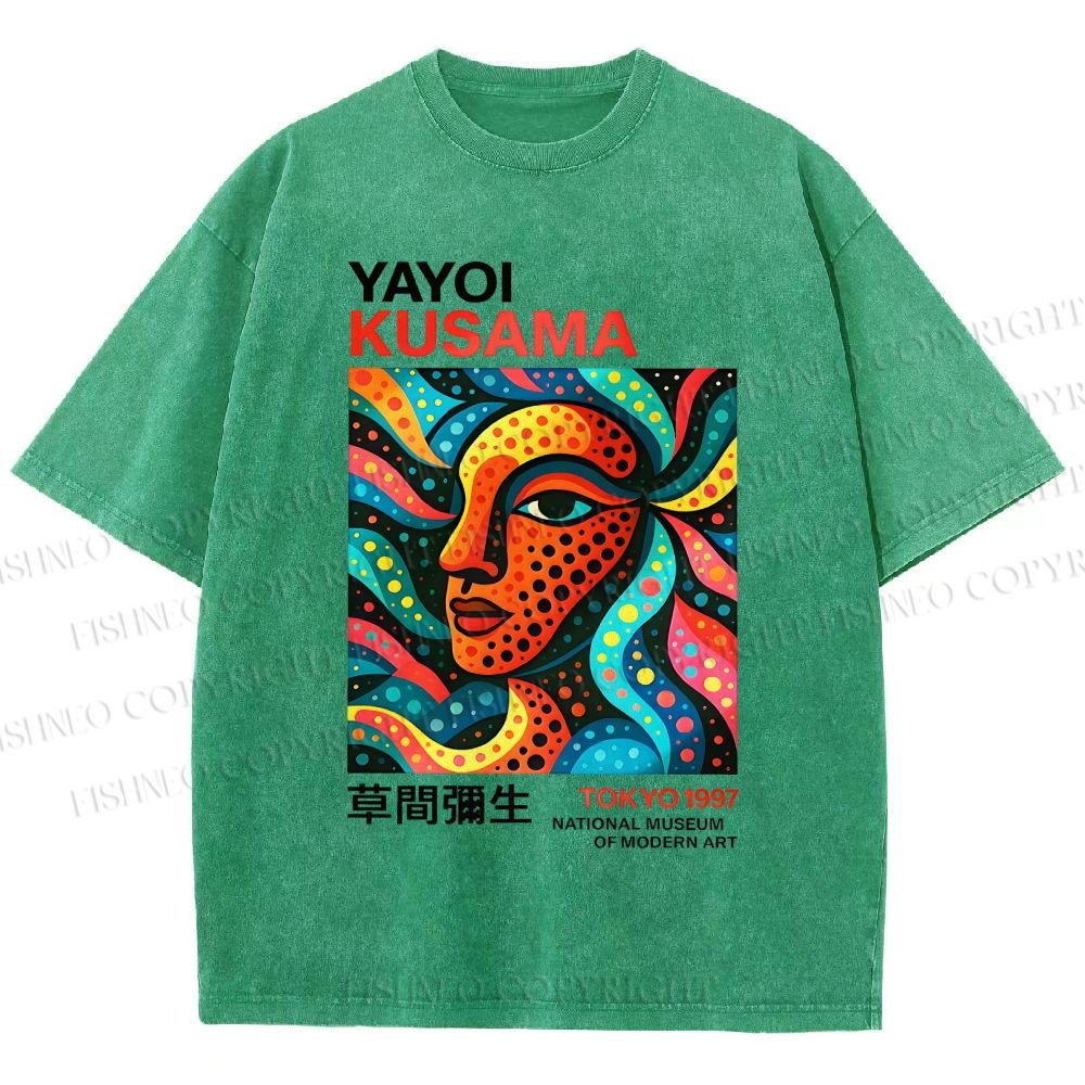Unisex Yayoi Kusama Polka Dot Face Printed Washed Tee