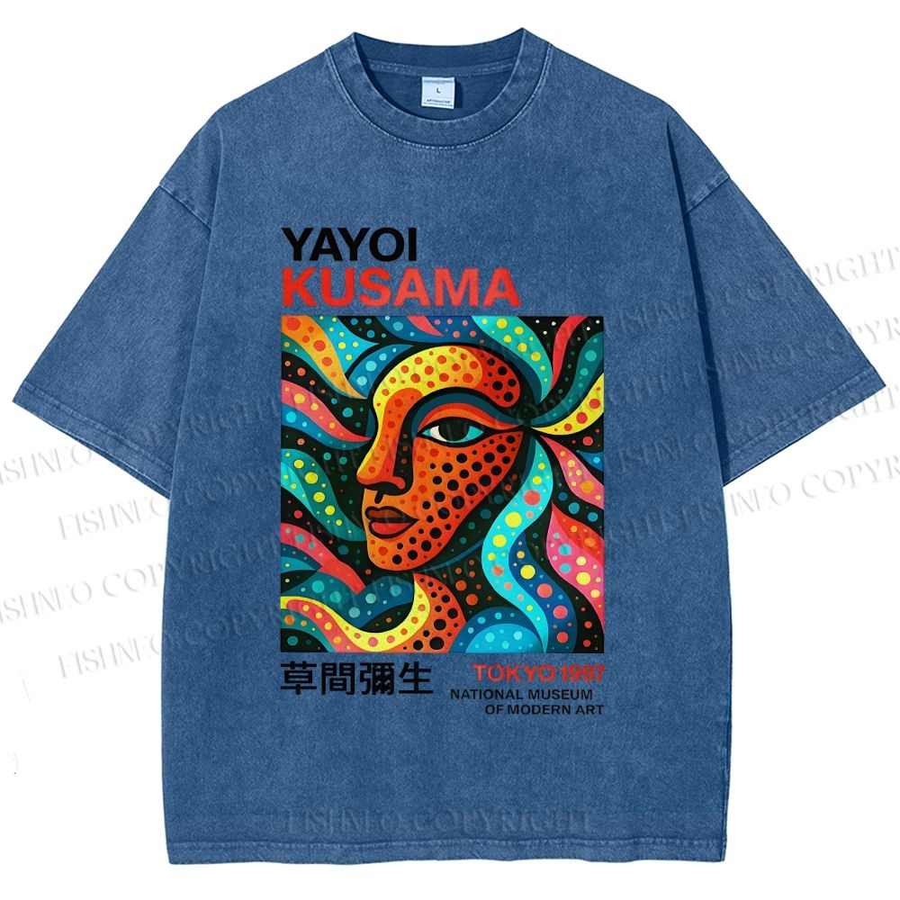Unisex Yayoi Kusama Polka Dot Face Printed Washed Tee