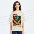 Unisex Yayoi Kusama Polka Dot Octopus Printed Washed Tee