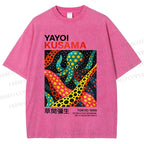 Unisex Yayoi Kusama Polka Dot Octopus Printed Washed Tee