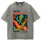 Unisex Yayoi Kusama Polka Dot Octopus Printed Washed Tee