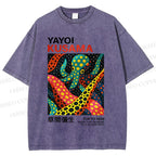 Unisex Yayoi Kusama Polka Dot Octopus Printed Washed Tee
