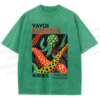 Unisex Yayoi Kusama Polka Dot Octopus Printed Washed Tee