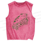 Unisex Silly Frog Skating Printed Washed Tank Top