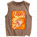 Unisex Panther in Fire Printed Washed Tank Top