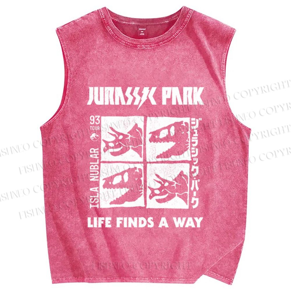 Unisex Jurassic Park Dinosaur Printed Washed Tank Top