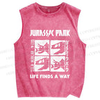 Unisex Jurassic Park Dinosaur Printed Washed Tank Top