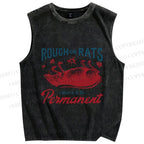 Unisex Rough on Rats Printed Washed Tank Top
