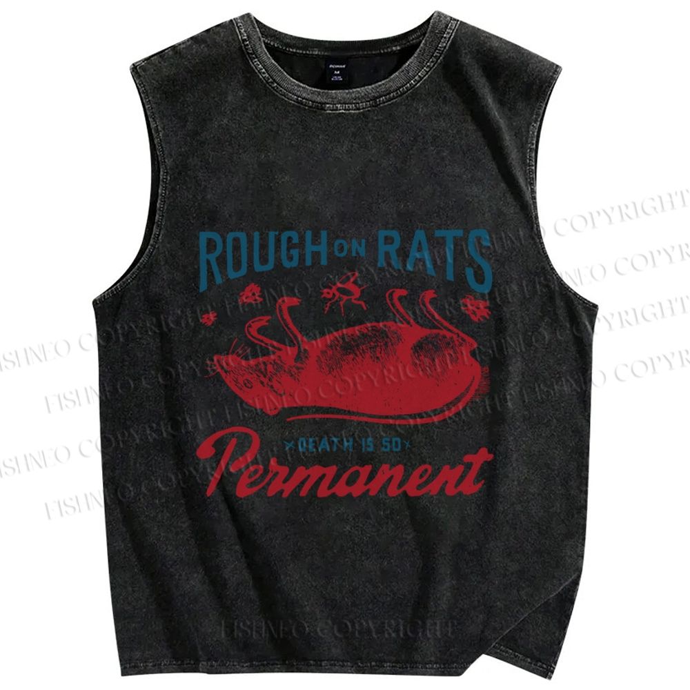 Unisex Rough on Rats Printed Washed Tank Top