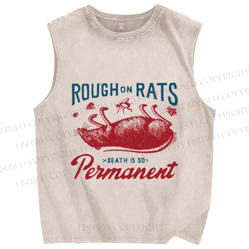 Unisex Rough on Rats Printed Washed Tank Top