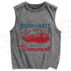 Unisex Rough on Rats Printed Washed Tank Top