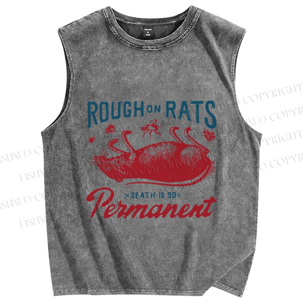 Unisex Rough on Rats Printed Washed Tank Top