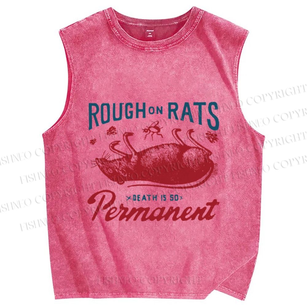 Unisex Rough on Rats Printed Washed Tank Top