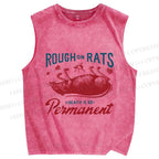 Unisex Rough on Rats Printed Washed Tank Top
