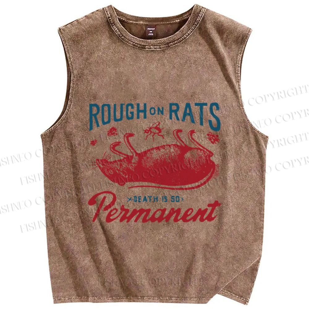Unisex Rough on Rats Printed Washed Tank Top