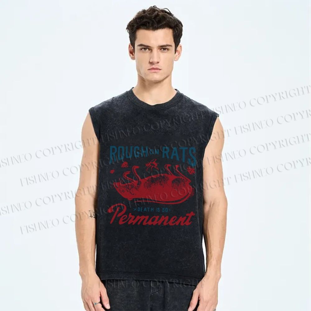 Unisex Rough on Rats Printed Washed Tank Top