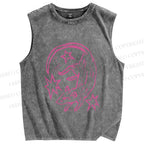 Unisex Rat With Stars Printed Washed Tank Top