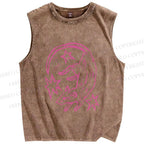 Unisex Rat With Stars Printed Washed Tank Top