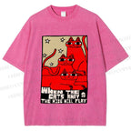 Unisex When the Cats Away the Mice Will Play Printed Washed Tee