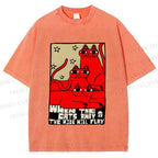 Unisex When the Cats Away the Mice Will Play Printed Washed Tee