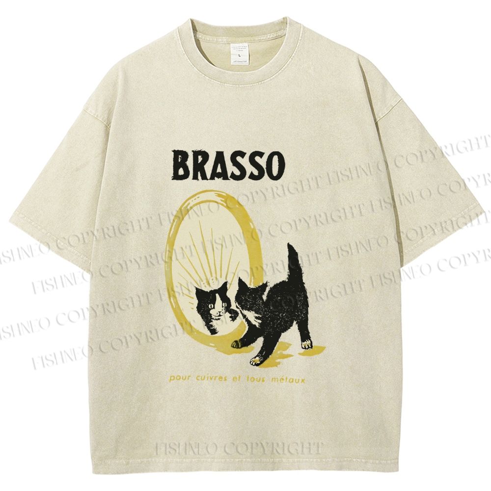 Unisex Cat Look in the mirror Printed Washed Tee