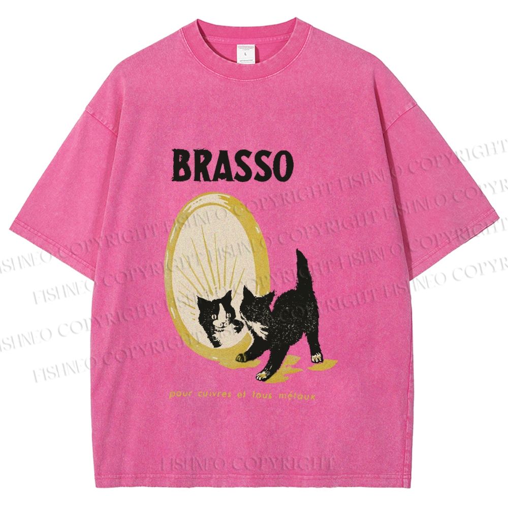 Unisex Cat Look in the mirror Printed Washed Tee