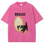 Unisex Cat Look in the mirror Printed Washed Tee