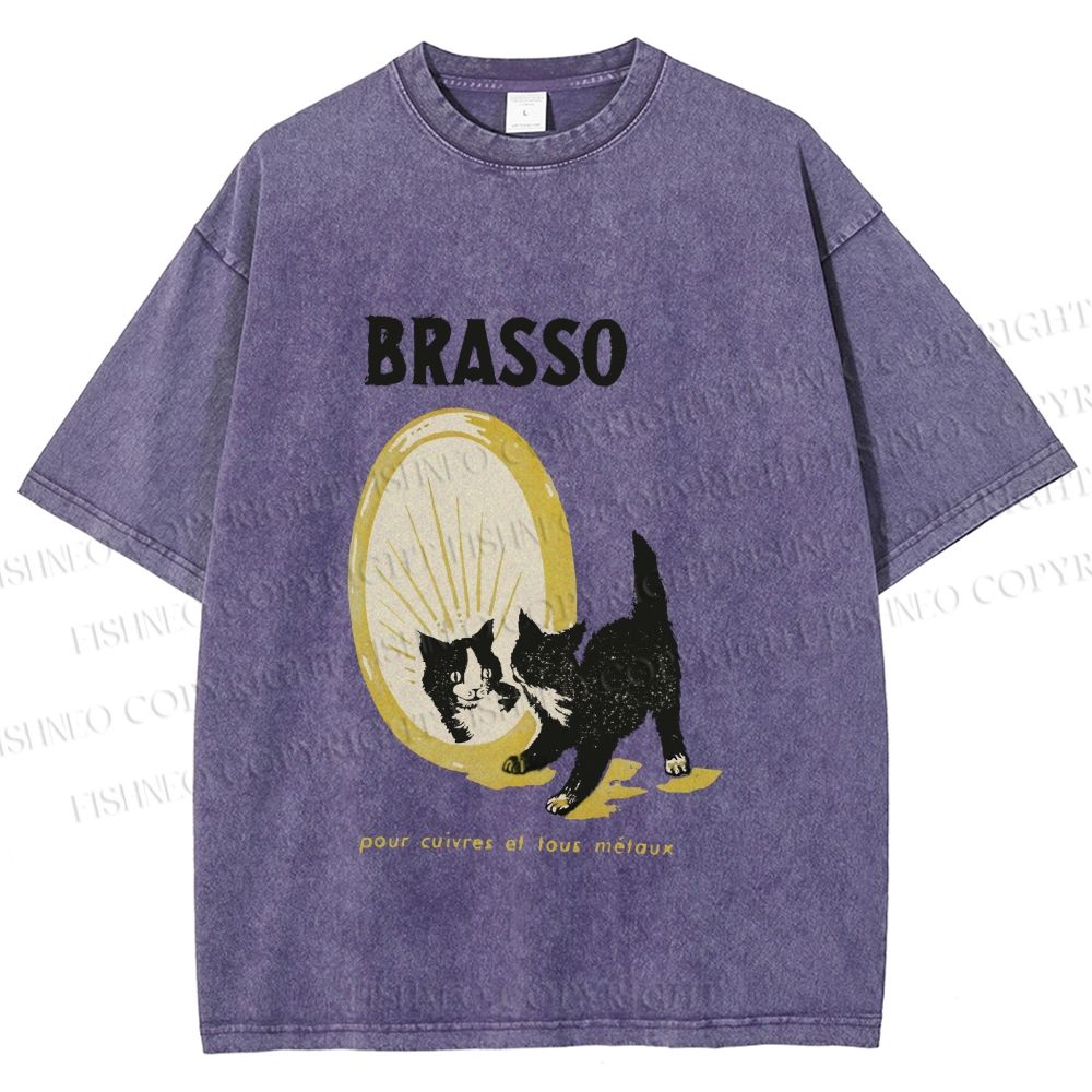 Unisex Cat Look in the mirror Printed Washed Tee