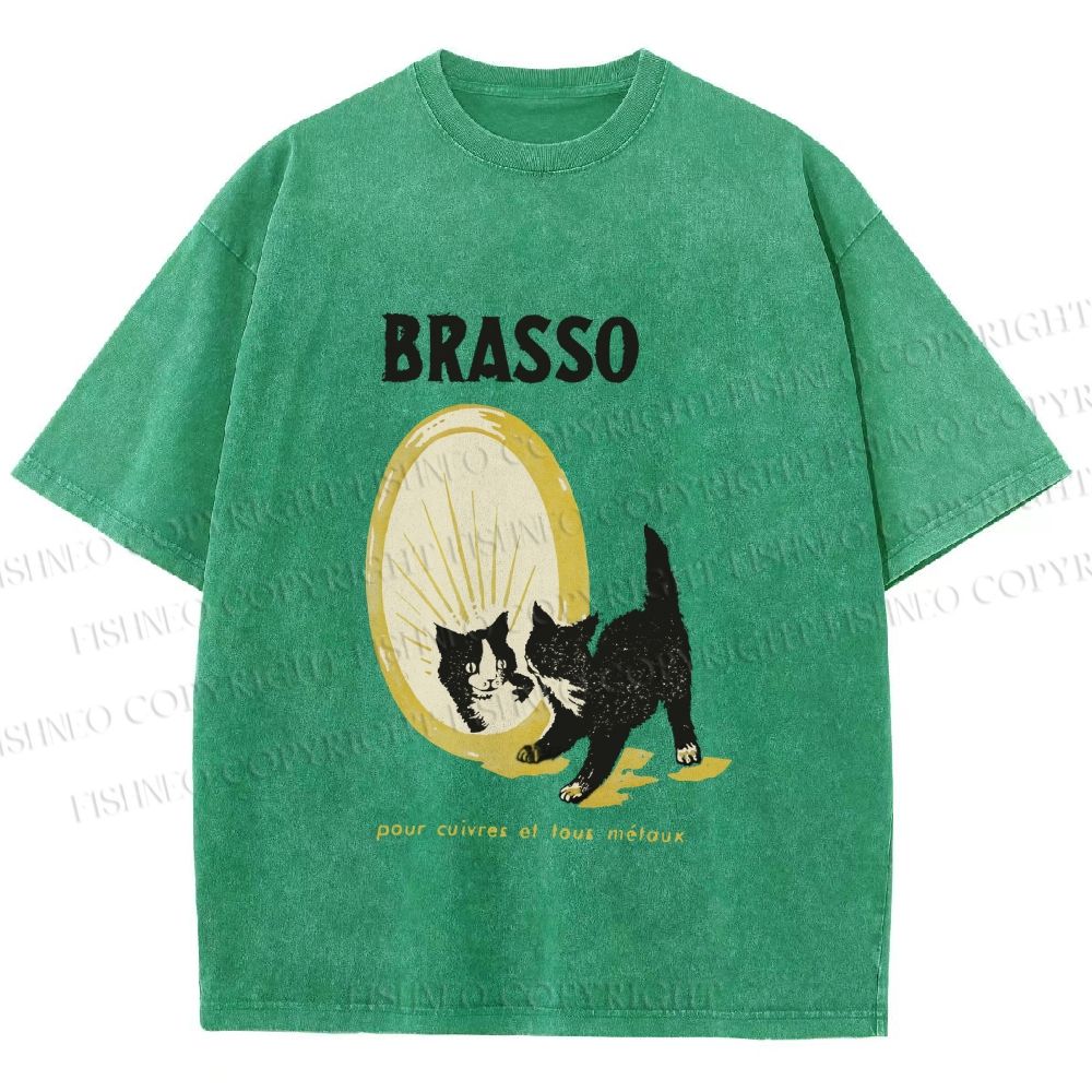 Unisex Cat Look in the mirror Printed Washed Tee