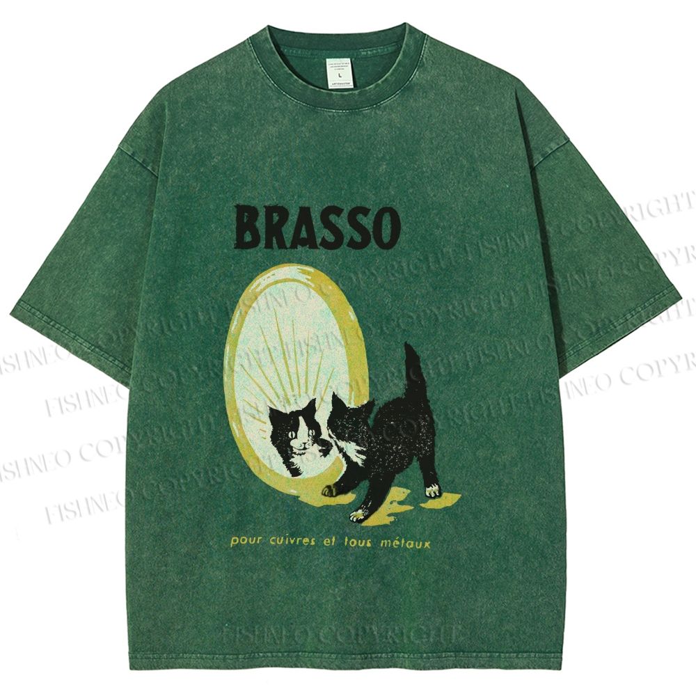 Unisex Cat Look in the mirror Printed Washed Tee
