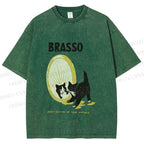 Unisex Cat Look in the mirror Printed Washed Tee