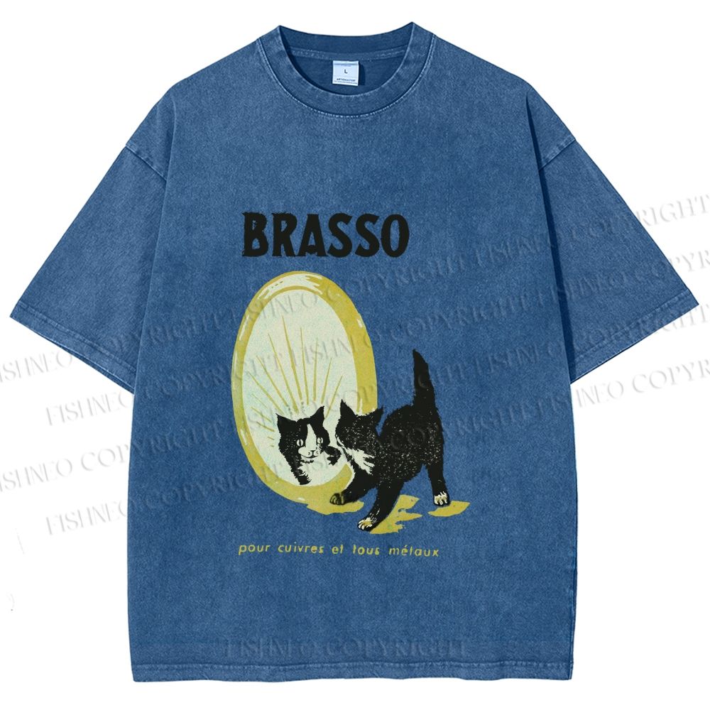 Unisex Cat Look in the mirror Printed Washed Tee