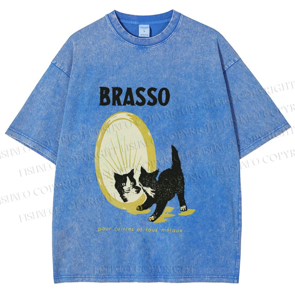 Unisex Cat Look in the mirror Printed Washed Tee