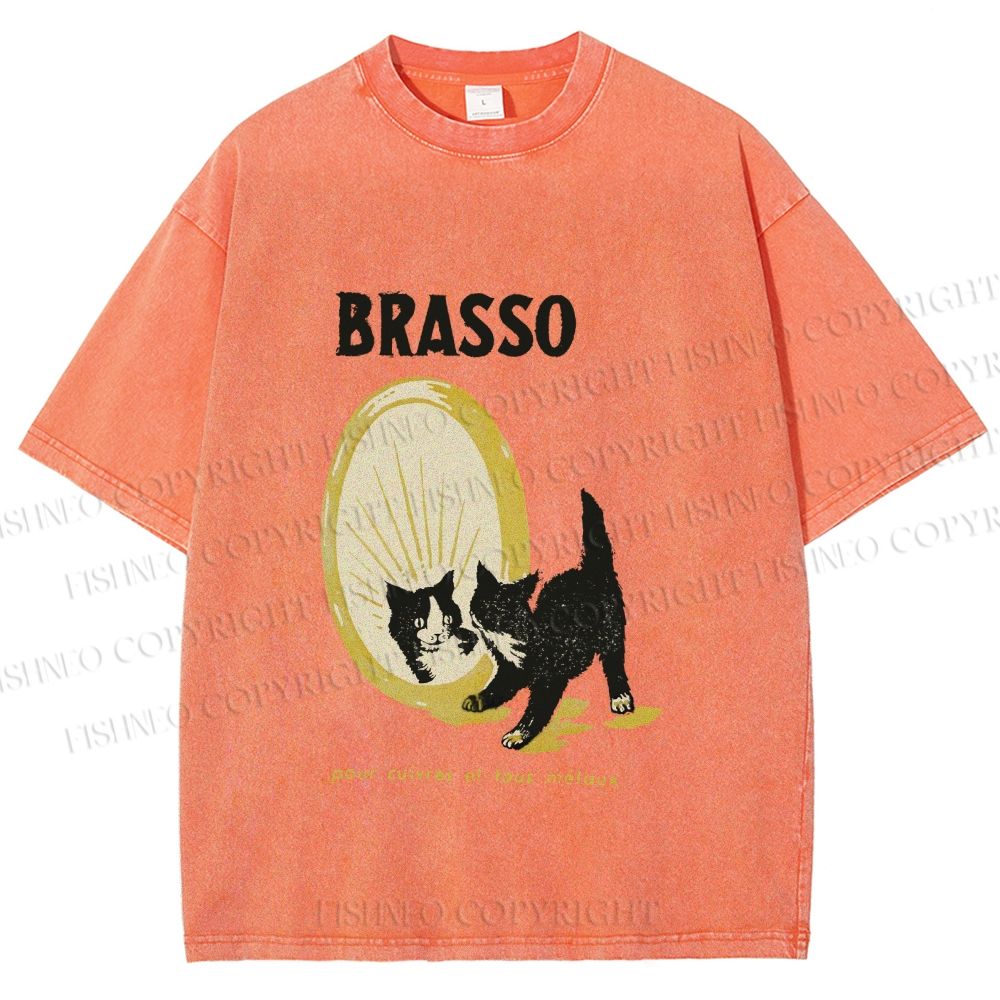 Unisex Cat Look in the mirror Printed Washed Tee