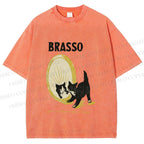 Unisex Cat Look in the mirror Printed Washed Tee