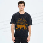 Unisex Panther Walk Path Fearless Printed Washed Tee