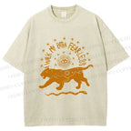 Unisex Panther Walk Path Fearless Printed Washed Tee