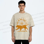Unisex Panther Walk Path Fearless Printed Washed Tee