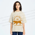 Unisex Panther Walk Path Fearless Printed Washed Tee