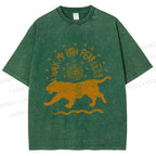 Unisex Panther Walk Path Fearless Printed Washed Tee