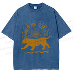 Unisex Panther Walk Path Fearless Printed Washed Tee