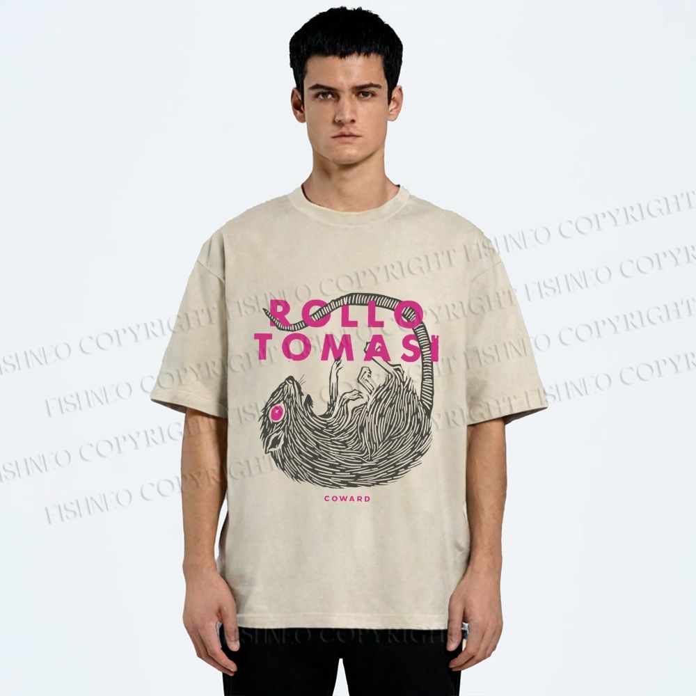 Unisex Rollo Tomasi Rat Printed Washed Tee