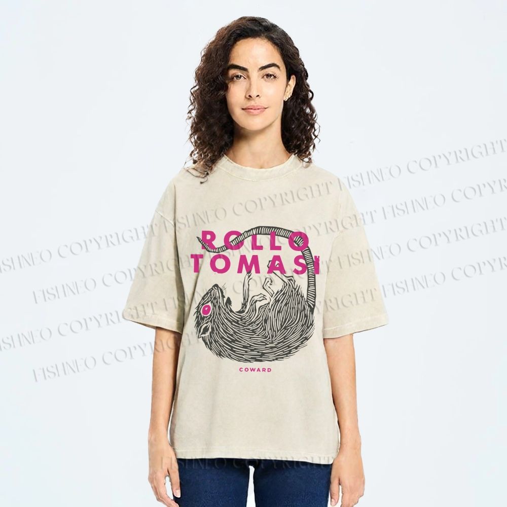 Unisex Rollo Tomasi Rat Printed Washed Tee