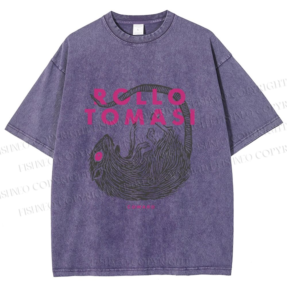 Unisex Rollo Tomasi Rat Printed Washed Tee