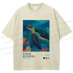 Unisex Yayoi Kusama Turtle Printed Washed Tee