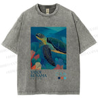 Unisex Yayoi Kusama Turtle Printed Washed Tee