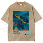 Unisex Yayoi Kusama Turtle Printed Washed Tee