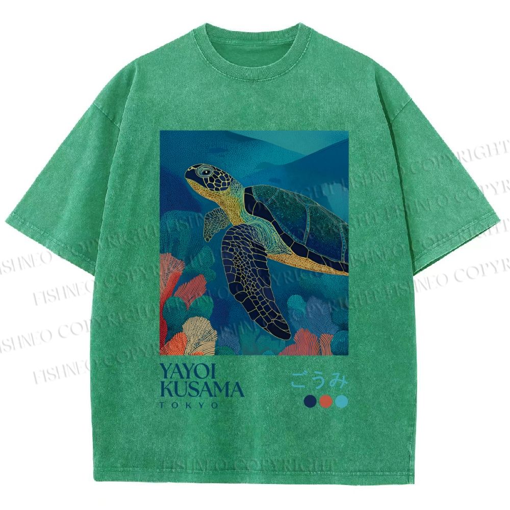 Unisex Yayoi Kusama Turtle Printed Washed Tee