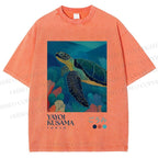 Unisex Yayoi Kusama Turtle Printed Washed Tee