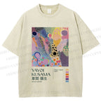 Unisex Yayoi Kusama Dots Graffiti Printed Washed Tee